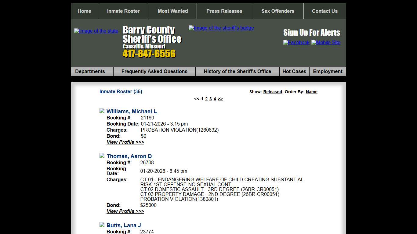 Inmate Roster - Current Inmates Booking Date Descending - Barry County Sheriff MO